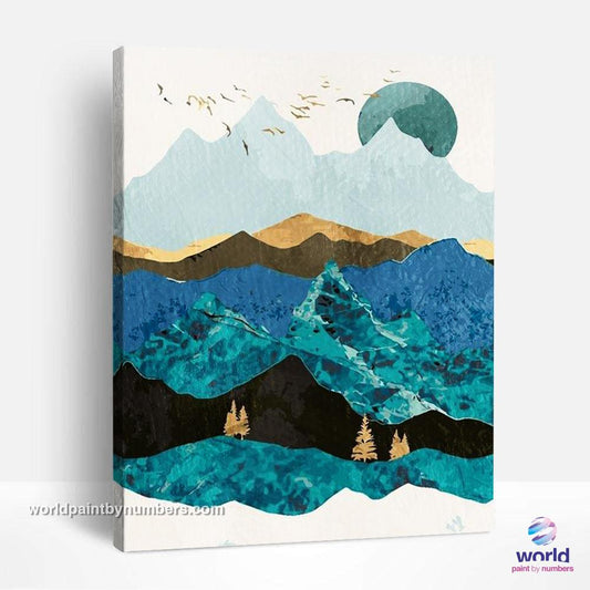 Alpes dans un été bleu - Collection Summer Layers - World Paint by Numbers™ Kits