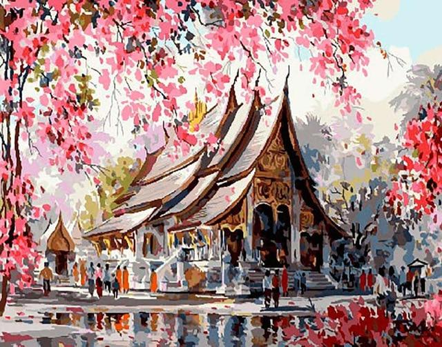 Temple asiatique - Kits de peinture par numéros™ du monde à faire soi-même