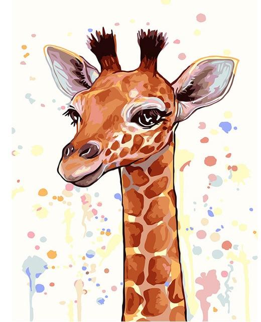 Bébé girafe - Kits de peinture par numéros du monde à faire soi-même