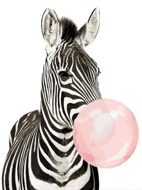 Bubble Gum Zebra - Kits de peinture par numéros™ à faire soi-même