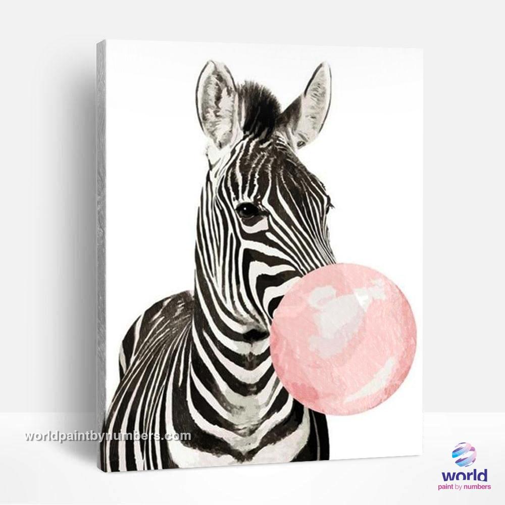 Bubble Gum Zebra - Kits de peinture par numéros™ à faire soi-même