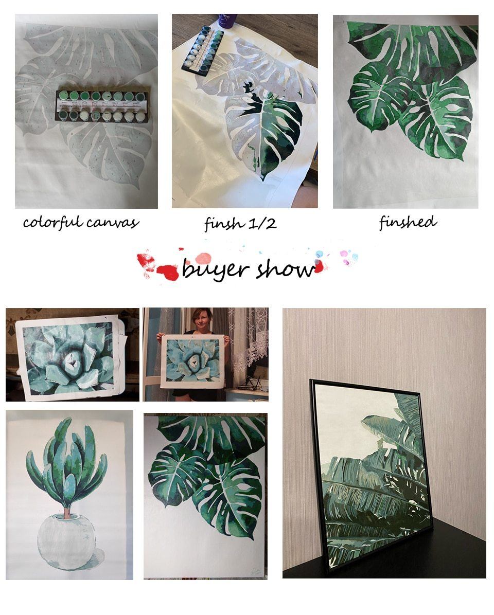 Cactus Tree - Collection de feuilles - Kits de peinture du monde par numéros™ à faire soi-même