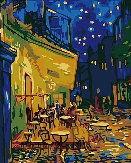 Terrasse de café la nuit par Vincent Van Gogh - Kits de peinture du monde par numéros™ à faire soi-même