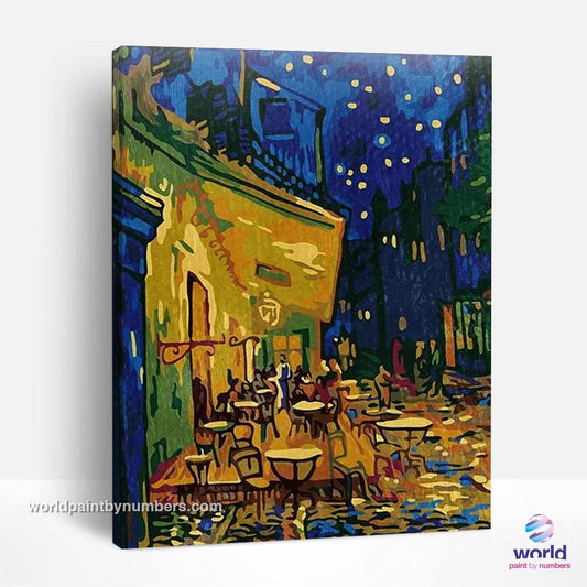 Terrasse de café la nuit par Vincent Van Gogh - Kits de peinture du monde par numéros™ à faire soi-même