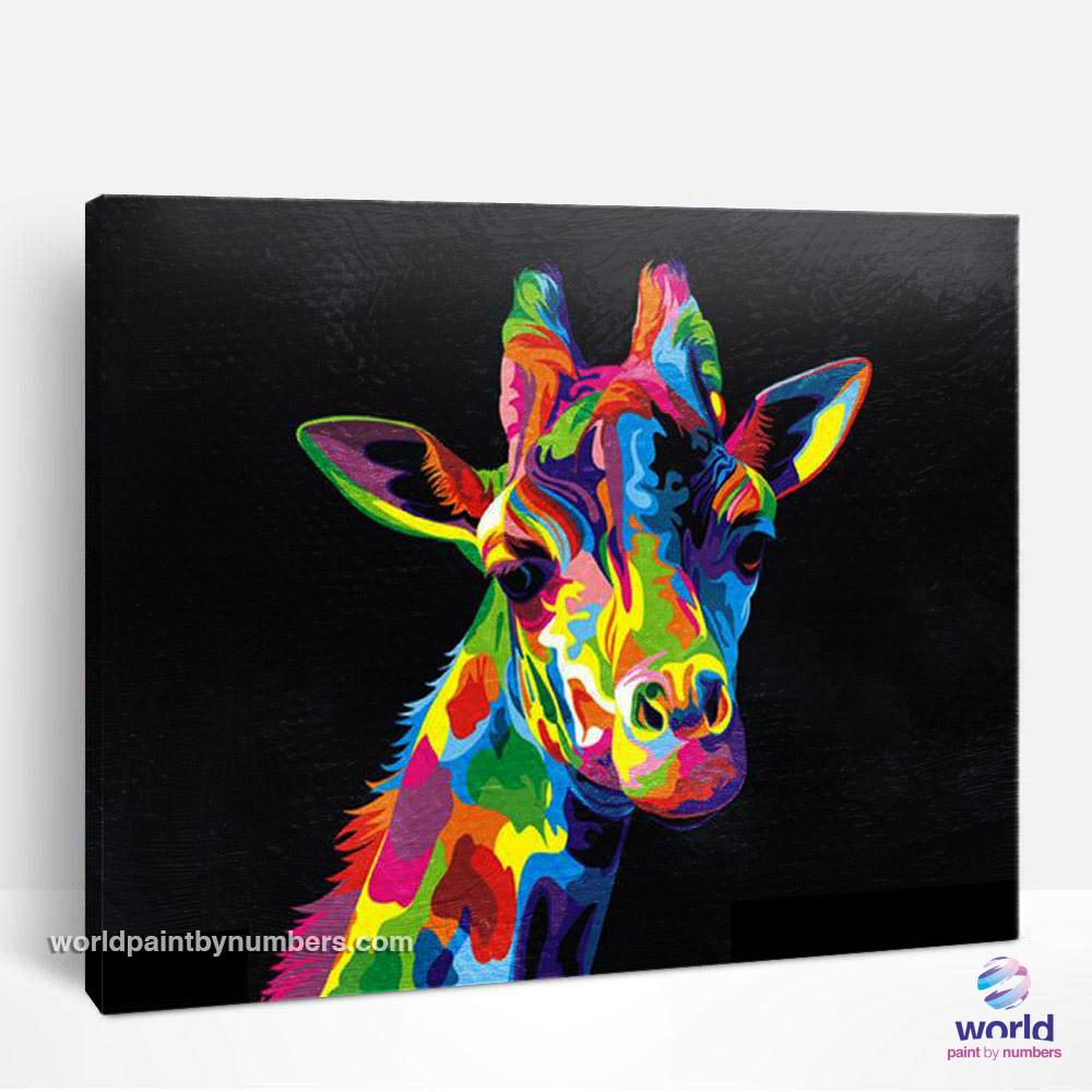 Girafe colorée - Kits de peinture du monde par numéros™ à faire soi-même