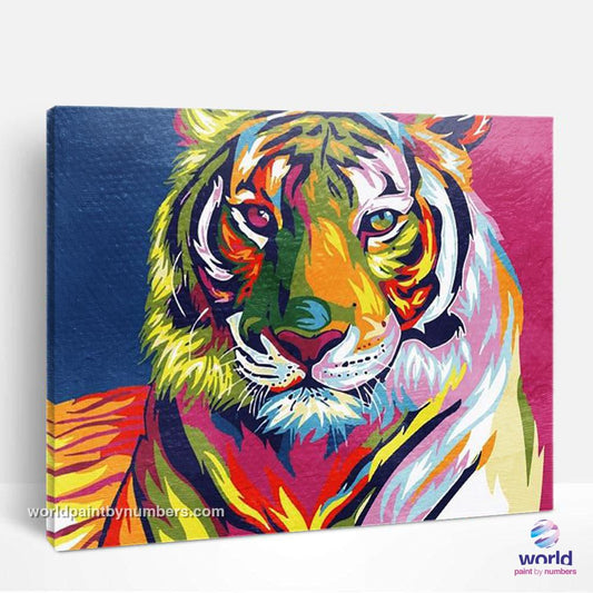 Tigre coloré - Kits de peinture du monde par numéros™ à faire soi-même