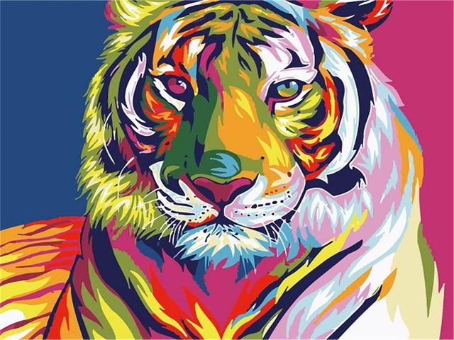 Tigre coloré - Kits de peinture du monde par numéros™ à faire soi-même