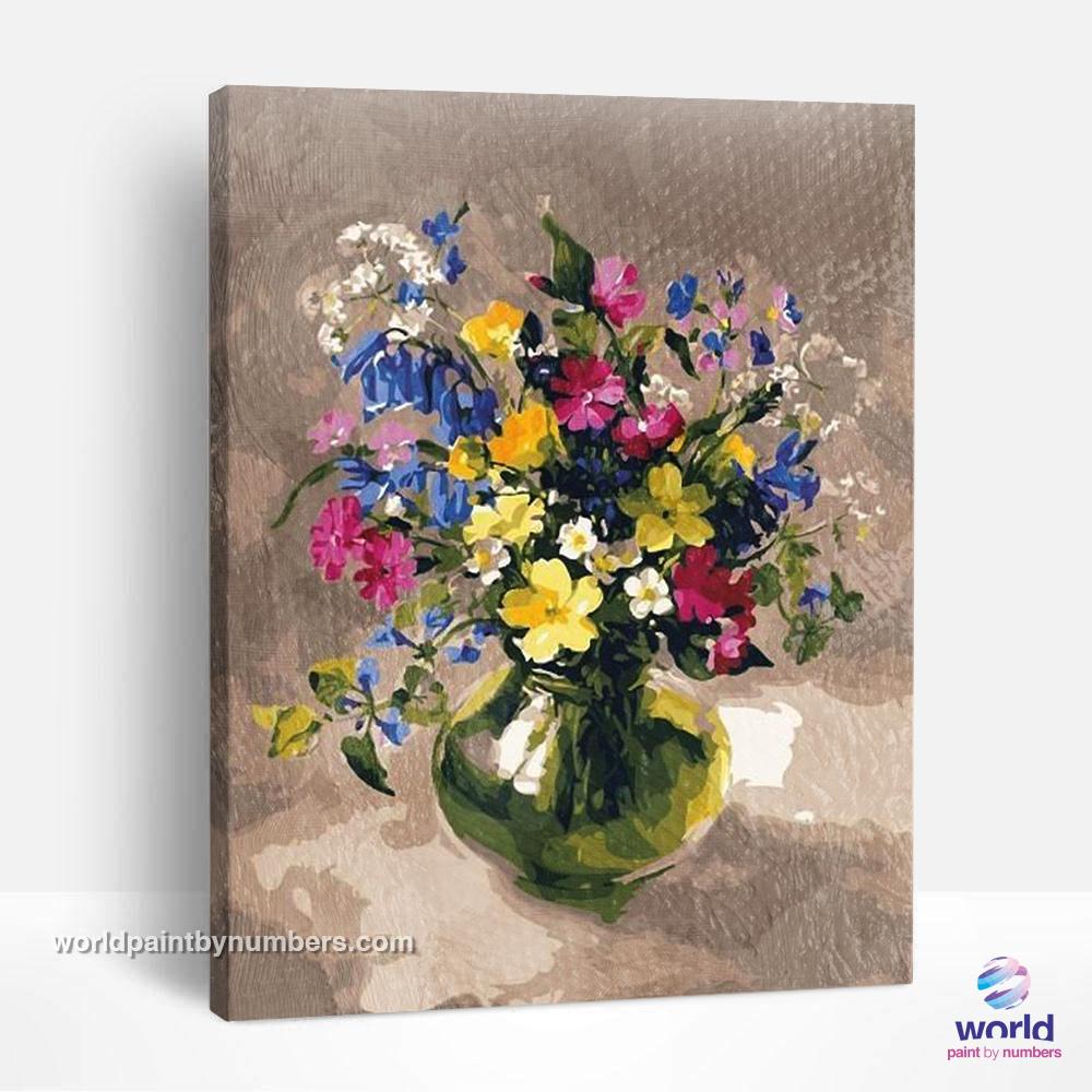 Fleurs dans un vase - Kits de peinture du monde par numéros™ à faire soi-même