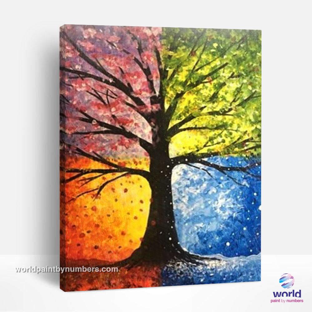 Arbre des Quatre Saisons - Kits de Peinture du Monde par Numéros™