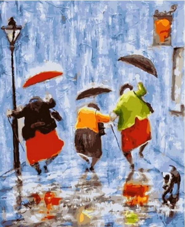 Joyeux jour de pluie avec des amis - Kits de peinture du monde par numéros™ à faire soi-même