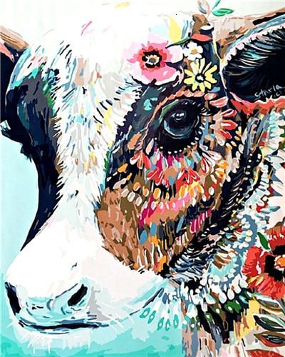 Vache hipster - Kits de peinture du monde par numéros™ à faire soi-même