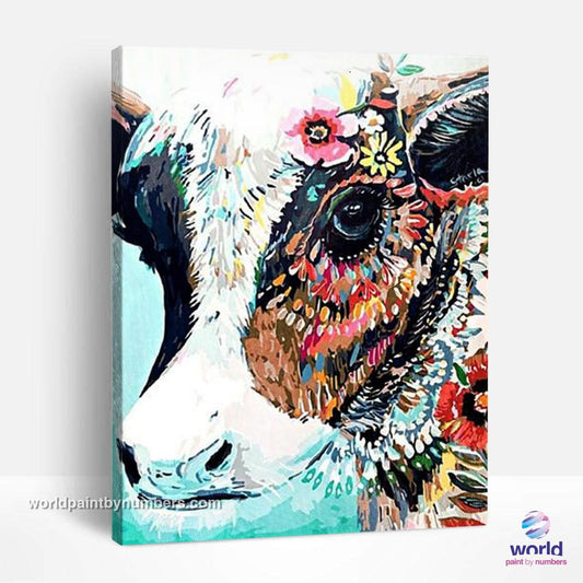 Vache hipster - Kits de peinture du monde par numéros™ à faire soi-même