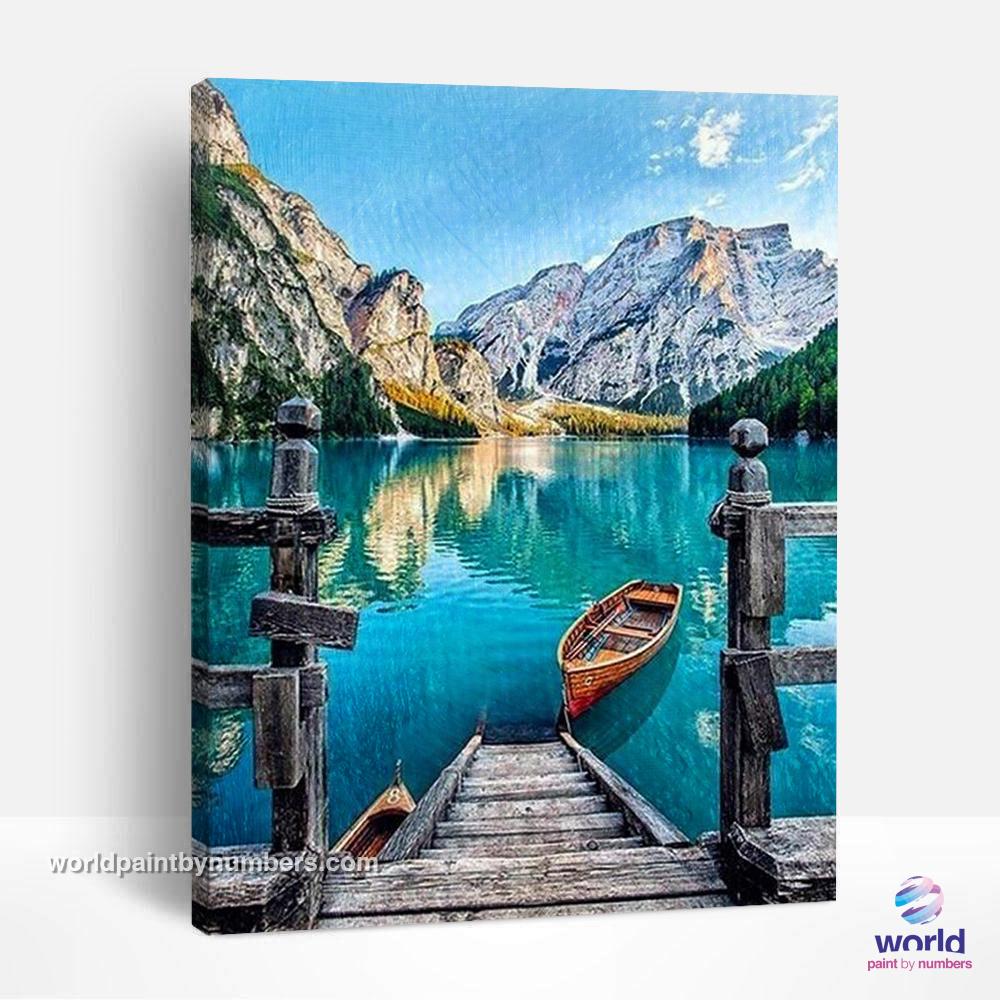 Lac de montagne italien - Kits de peinture par numéros™ à faire soi-même