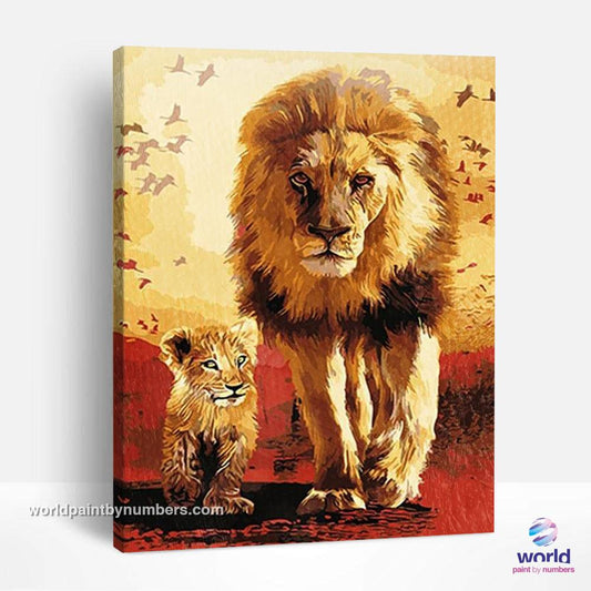 Famille Lion - Kits de peinture par numéros™ du monde à faire soi-même