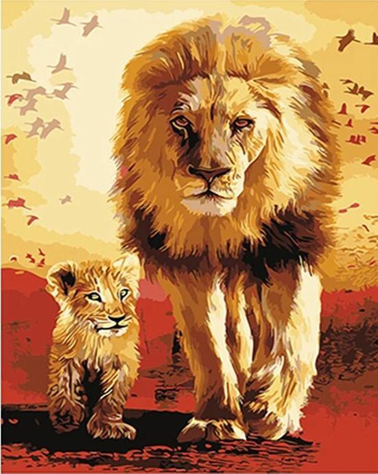 Famille Lion - Kits de peinture par numéros™ du monde à faire soi-même