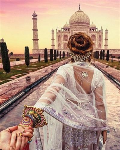 L'amour au Taj Mahal Inde - Kits de peinture du monde par numéros™ à faire soi-même