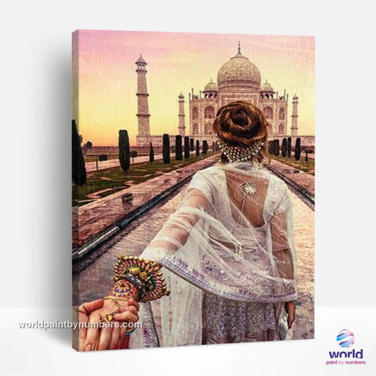 L'amour au Taj Mahal Inde - Kits de peinture du monde par numéros™ à faire soi-même