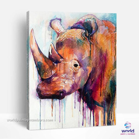 Rhinocéros fondant - Kits de peinture par numéros™ du monde à faire soi-même