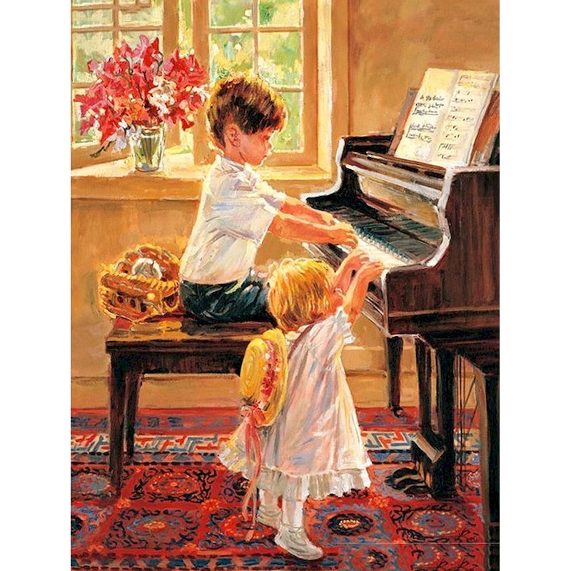 Enfants jouant du piano classique - World Paint by Numbers™ du monde à faire soi-même