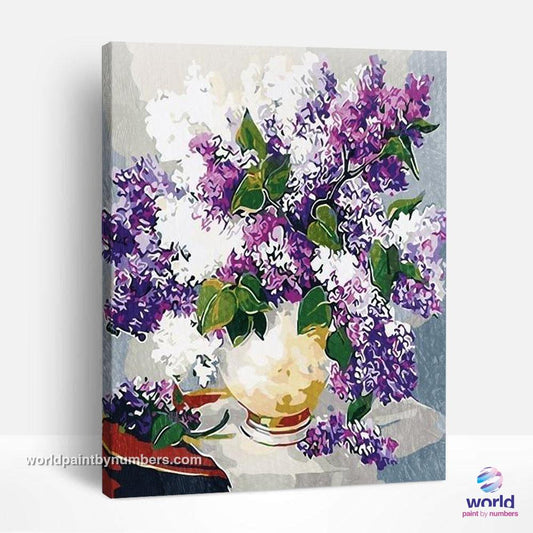 Hortensia violet et blanc - Kits de peinture du monde par numéros™ à faire soi-même