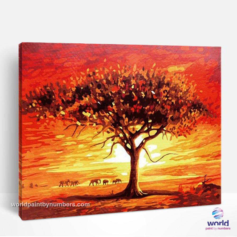 Arbre de savane - Kits de peinture par numéros™ du monde à faire soi-même