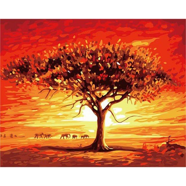 Arbre de savane - Kits de peinture par numéros™ du monde à faire soi-même