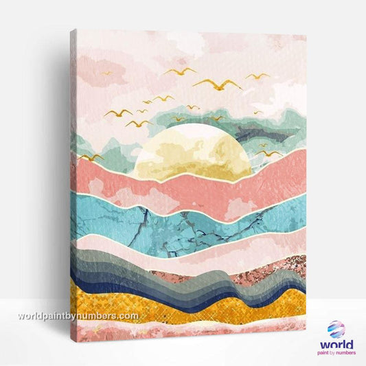 Mouettes et soleil - Collection Summer Layers - World Paint by Numbers™ Kits