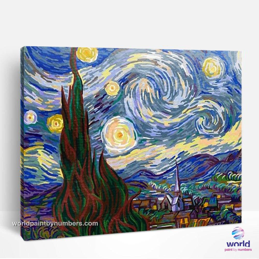 Nuit étoilée de Vincent Van Gogh - Kits de peinture du monde par numéros™ à faire soi-même