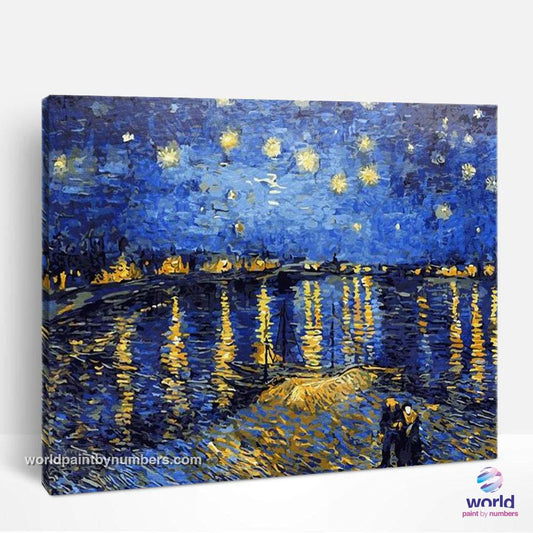 Nuit étoilée sur le Rhône par Vincent Van Gogh - Kits de peinture du monde par numéros™ à faire soi-même