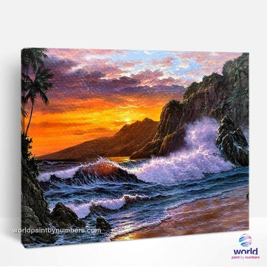 Sunset Waves - Kits de peinture par numéros du monde à faire soi-même