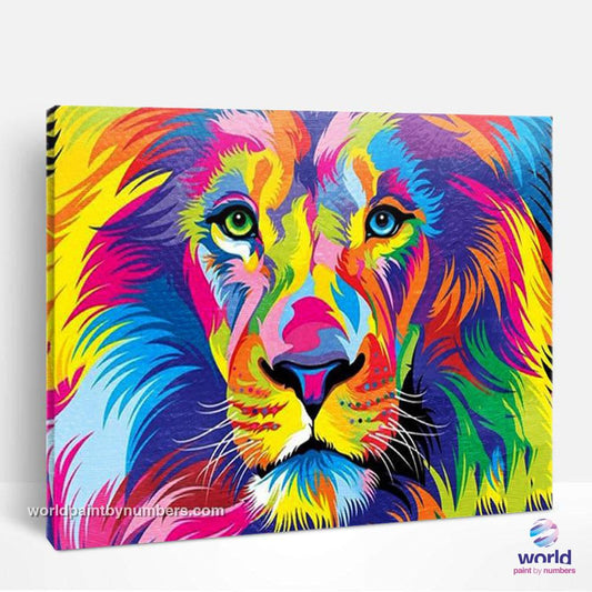 Lion super coloré - Kits de peinture du monde par numéros™ à faire soi-même