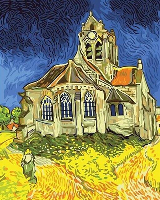 L'église d'Auvers par Vincent Van Gogh - Kits de peinture du monde par numéros™ à faire soi-même