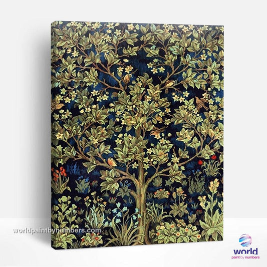 Arbre de vie par William Morris - Kits de peinture du monde par numéros™ à faire soi-même