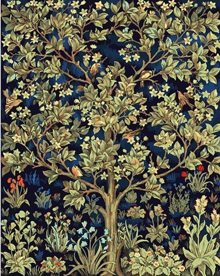 Arbre de vie par William Morris - Kits de peinture du monde par numéros™ à faire soi-même